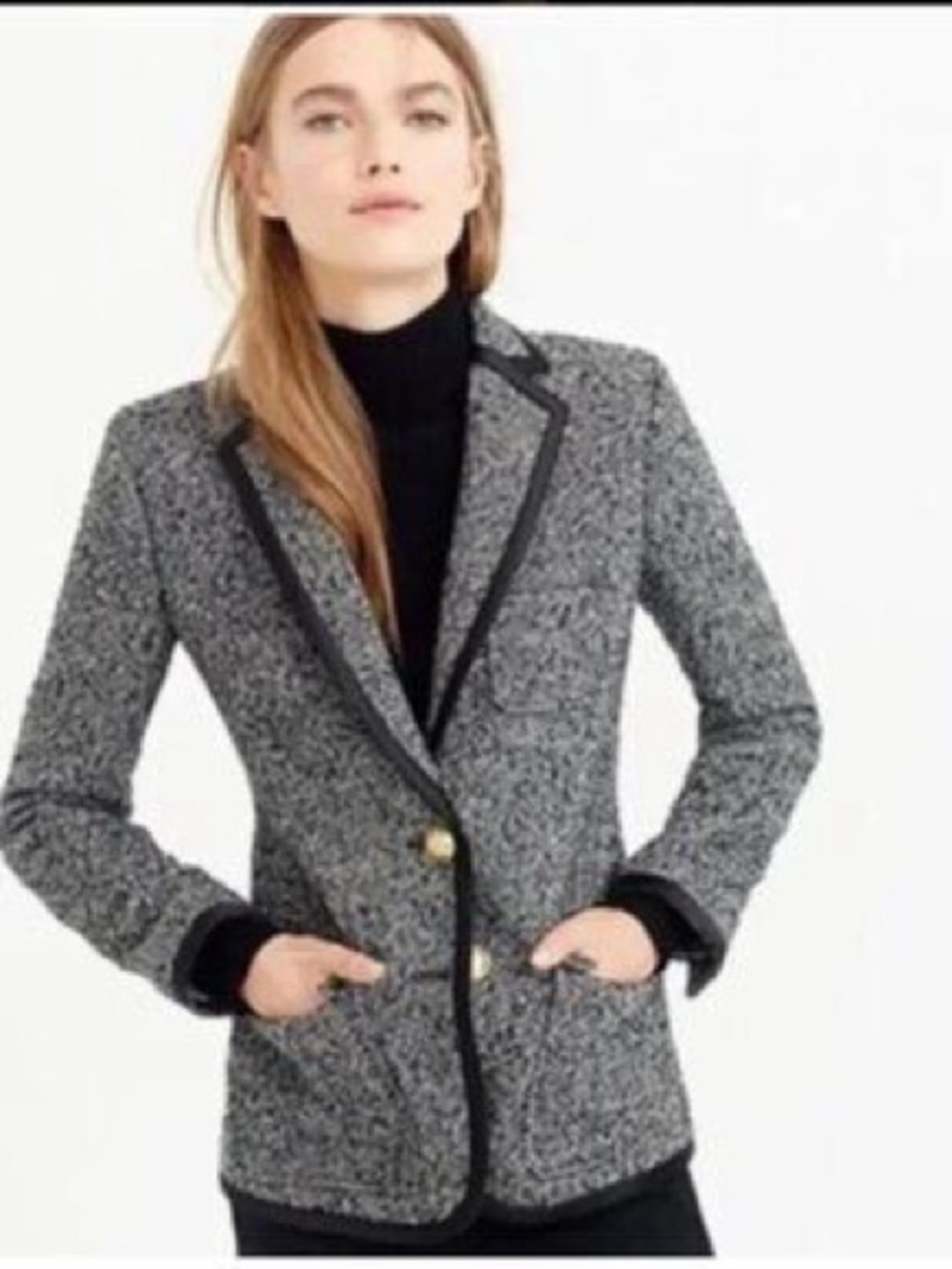Jcrew Rhodes Tweed Blazer with Black Trim